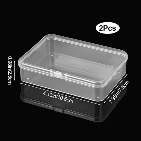 2Pcs Mini Plastic Storage Containers Box with Lid Clear Rectangular Plastic Storage Containers Box Small Travel Case for Small Items Beads Jewelry Cards Crafts 4.13x2.95x0.98 Inches in Saudi Arabia