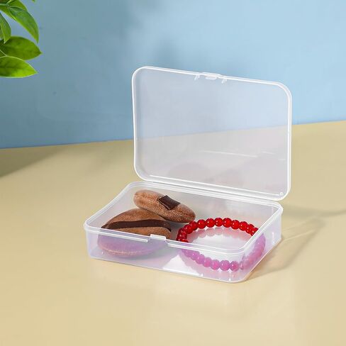 2Pcs Mini Plastic Storage Containers Box with Lid Clear Rectangular Plastic Storage Containers Box Small Travel Case for Small Items Beads Jewelry Cards Crafts 4.13x2.95x0.98 Inches in Saudi Arabia
