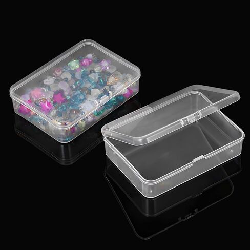 2Pcs Mini Plastic Storage Containers Box with Lid Clear Rectangular Plastic Storage Containers Box Small Travel Case for Small Items Beads Jewelry Cards Crafts 4.13x2.95x0.98 Inches in Saudi Arabia