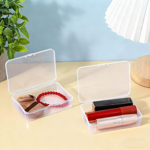 2Pcs Mini Plastic Storage Containers Box with Lid Clear Rectangular Plastic Storage Containers Box Small Travel Case for Small Items Beads Jewelry Cards Crafts 4.13x2.95x0.98 Inches in Saudi Arabia