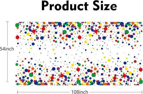 Rainbow Dot Tablecloth Colorful Polka Dot Tablecloth 54"x108" Rectangle Polyester Fabric Table Cover for Rainbow Birthday Baby Shower Christmas Carnival Festival Paint Theme Party Decor Supplies in Saudi Arabia