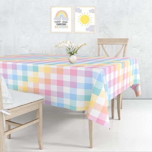 Rainbow Dot Tablecloth Colorful Polka Dot Tablecloth 54"x108" Rectangle Polyester Fabric Table Cover for Rainbow Birthday Baby Shower Christmas Carnival Festival Paint Theme Party Decor Supplies in Saudi Arabia
