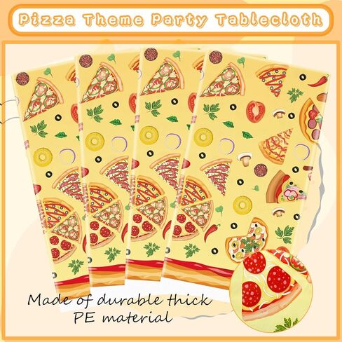4 Pack Pizza Party Tablecloth - Pizza Party Decorative, Pizza Tablecover Pizza Table Cloth, for Kids Birthday Baby Shower Picnics Supplies (51 x 86 Inches) in Saudi Arabia