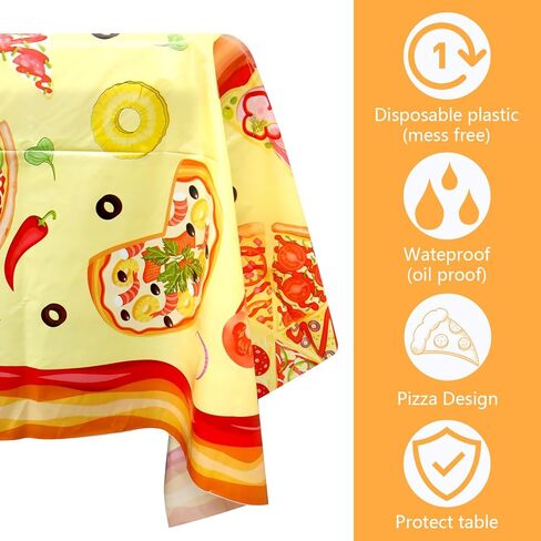 4 Pack Pizza Party Tablecloth - Pizza Party Decorative, Pizza Tablecover Pizza Table Cloth, for Kids Birthday Baby Shower Picnics Supplies (51 x 86 Inches) in Saudi Arabia
