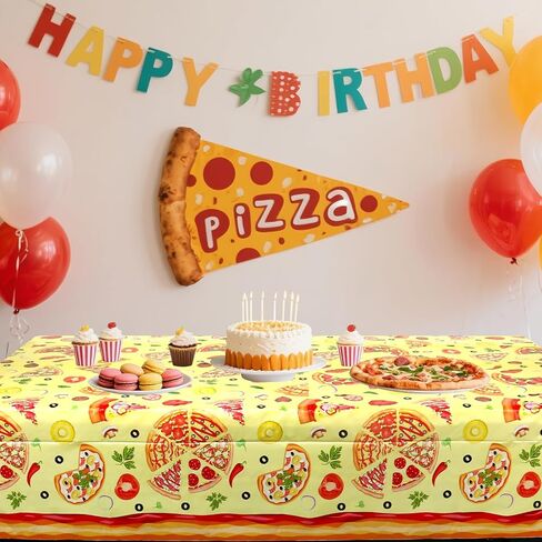 4 Pack Pizza Party Tablecloth - Pizza Party Decorative, Pizza Tablecover Pizza Table Cloth, for Kids Birthday Baby Shower Picnics Supplies (51 x 86 Inches) in Saudi Arabia