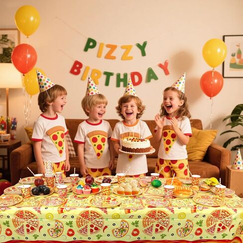 4 Pack Pizza Party Tablecloth - Pizza Party Decorative, Pizza Tablecover Pizza Table Cloth, for Kids Birthday Baby Shower Picnics Supplies (51 x 86 Inches) in Saudi Arabia