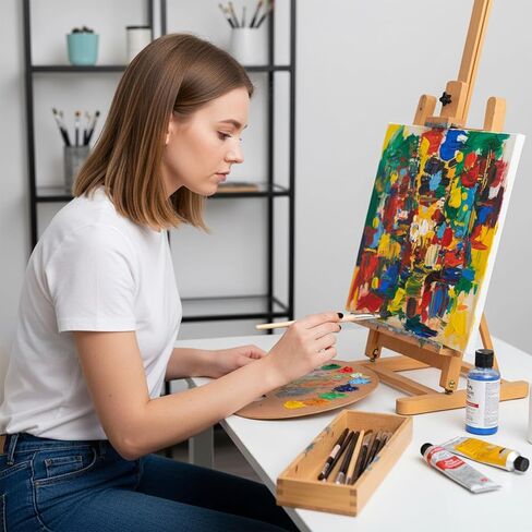 10Pcs Flat Paint Brushes, Flat Shaped Tips Brushes for Acrylic Oil Watercolor Painting, Small Craft Paint Brush with Wood Handle, Art Detail and Easel Brush for Kids Adults in Saudi Arabia