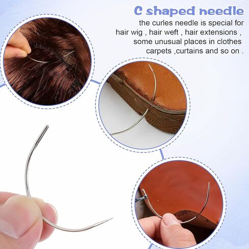12pcs Hair Needle and Thread Set 9Pcs Curved Needle with 3Pcs Black Threads Hair Extension Tools for Making Wig Sewing Needles and Thread for Hand Sewing Hairs Weave Extension Canvas Repair in Saudi Arabia