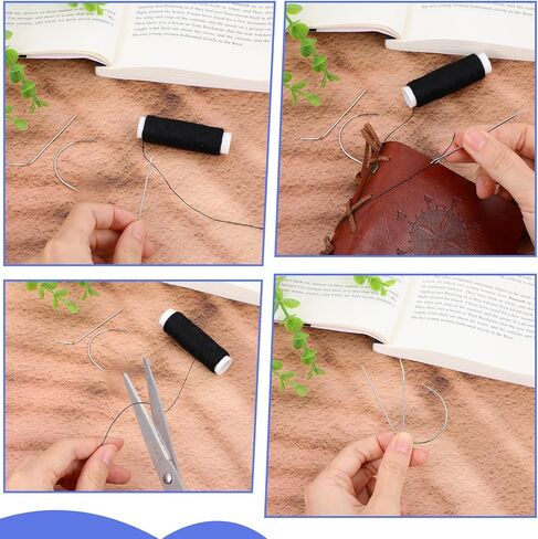 12pcs Hair Needle and Thread Set 9Pcs Curved Needle with 3Pcs Black Threads Hair Extension Tools for Making Wig Sewing Needles and Thread for Hand Sewing Hairs Weave Extension Canvas Repair in Saudi Arabia