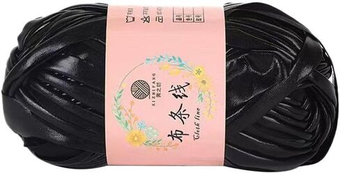Crochet Yarn for Cushion DIY Hand Knitting Magic Color Shiny Sewing Imitation Leather(Black) in Saudi Arabia