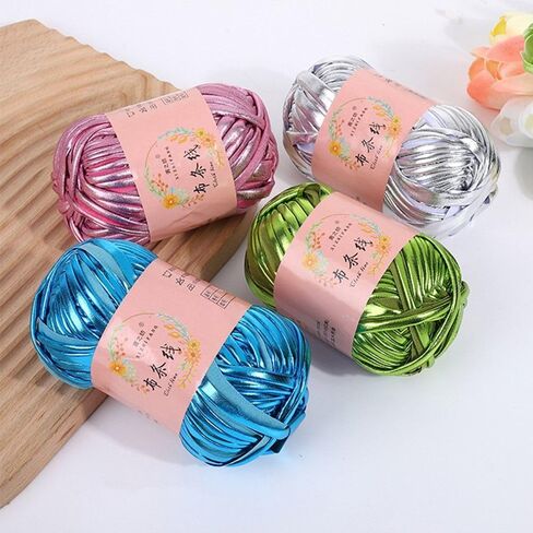 Crochet Yarn for Cushion DIY Hand Knitting Magic Color Shiny Sewing Imitation Leather(Black) in Saudi Arabia