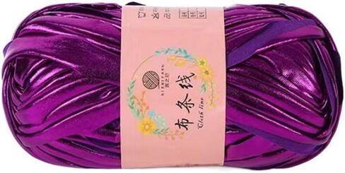 Crochet Yarn for Cushion DIY Hand Knitting Magic Color Shiny Sewing Imitation Leather(Black) in Saudi Arabia