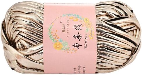 Crochet Yarn for Cushion DIY Hand Knitting Magic Color Shiny Sewing Imitation Leather(Black) in Saudi Arabia