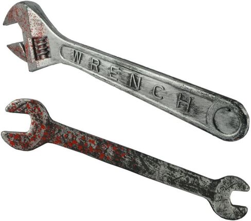 Wakauto 2pcs Halloween Simulated Bloody Wrench Props - Scary Realistic Plastic Fake Tool Decoration for Haunted House Supplies Home Parties Decor 17.32X4.72 Inches in Saudi Arabia