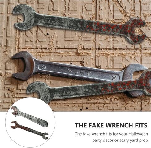 Wakauto 2pcs Halloween Simulated Bloody Wrench Props - Scary Realistic Plastic Fake Tool Decoration for Haunted House Supplies Home Parties Decor 17.32X4.72 Inches in Saudi Arabia
