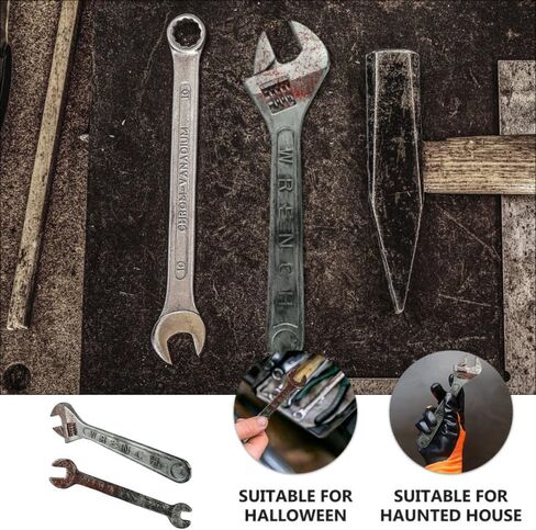 Wakauto 2pcs Halloween Simulated Bloody Wrench Props - Scary Realistic Plastic Fake Tool Decoration for Haunted House Supplies Home Parties Decor 17.32X4.72 Inches in Saudi Arabia