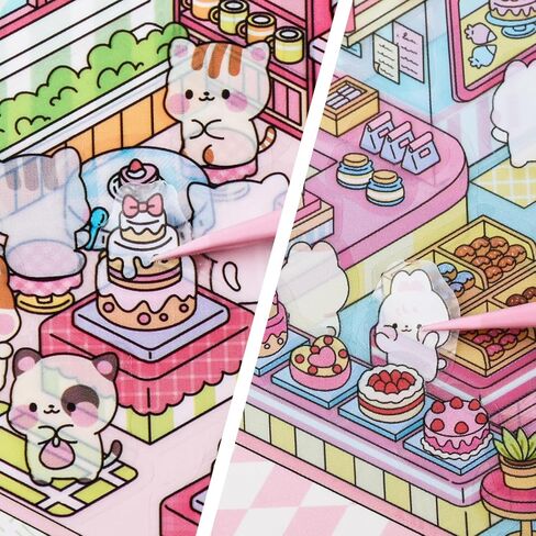 2 Books 3D Scene Stickers 40Pcs Miniature Scene Therapy Sticker DIY House Stickers Book Make Your Own Cute 3D Sticker Scene (style1) in Kuwait