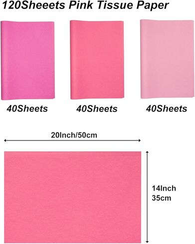 120 Sheets Mix Pink Tissue Paper HMUIKFRY 20x14 Inches Tissue Paper for Gift Bags Wrapping Paper for Birthday Weddings Holiday Crafts Festival Decoration in Saudi Arabia