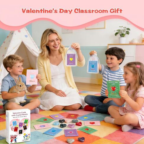 24 حزمة من هدايا عيد الحب للأطفال، وبطاقات عيد الحب مع أحجار كريمة كريستالية على شكل قلب لتبادل الفصول المدرسية، وهدايا حفلات عيد الحب وحشو حقائب الهدايا للفتيات والفتيان الذين تتراوح أعمارهم بين 4 و12 عامًا in Kuwait