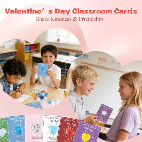 24 حزمة من هدايا عيد الحب للأطفال، وبطاقات عيد الحب مع أحجار كريمة كريستالية على شكل قلب لتبادل الفصول المدرسية، وهدايا حفلات عيد الحب وحشو حقائب الهدايا للفتيات والفتيان الذين تتراوح أعمارهم بين 4 و12 عامًا in Kuwait