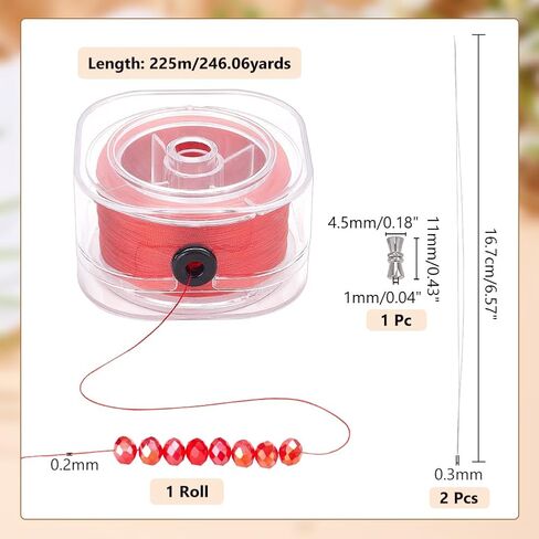 PH PandaHall 246Yards/225m Nylon Seed Bead Red Thread Polyester Thread Bracelet String with Clasps and Wire 0.2mm for Clay Beads Pearl Bracelets Jewelry Making Necklaces Sewing and Crafts in Kuwait