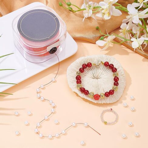 PH PandaHall 246Yards/225m Nylon Seed Bead Red Thread Polyester Thread Bracelet String with Clasps and Wire 0.2mm for Clay Beads Pearl Bracelets Jewelry Making Necklaces Sewing and Crafts in Kuwait