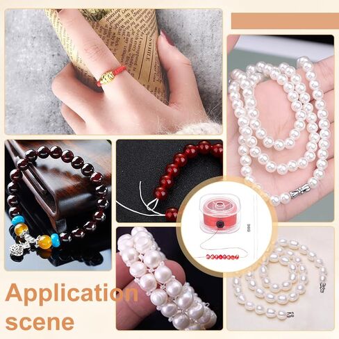 PH PandaHall 246Yards/225m Nylon Seed Bead Red Thread Polyester Thread Bracelet String with Clasps and Wire 0.2mm for Clay Beads Pearl Bracelets Jewelry Making Necklaces Sewing and Crafts in Kuwait