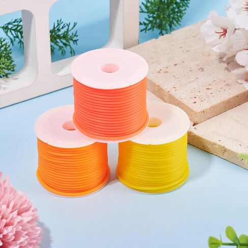2mm Hollow Pipe Rubber Tube Cords 16.41 Yards Rubber Hollow Tube Cords Tubing Knitting Barber Cord with 1mm Hole for Bracelet Jewelry Making DIY Crafts (Pink) in Saudi Arabia