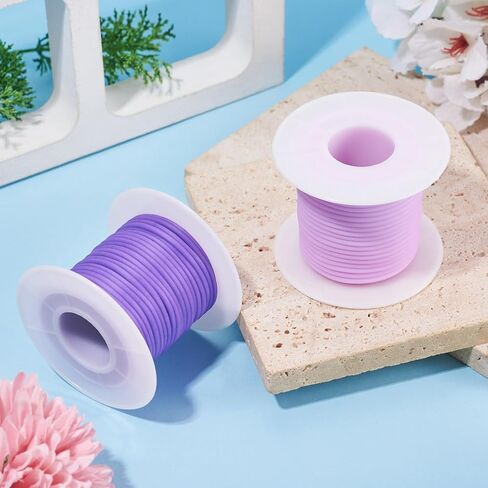 2mm Hollow Pipe Rubber Tube Cords 16.41 Yards Rubber Hollow Tube Cords Tubing Knitting Barber Cord with 1mm Hole for Bracelet Jewelry Making DIY Crafts (Pink) in Saudi Arabia