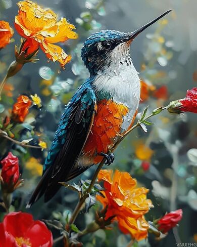 VNUIEHG Paint by Numbers, Colorful Hummingbird in Bloom, Adult Crafts Adult Paint by Number Kits, Arts Crafts for Home Decor(No Frame, 16x20 inch), Lively in Saudi Arabia