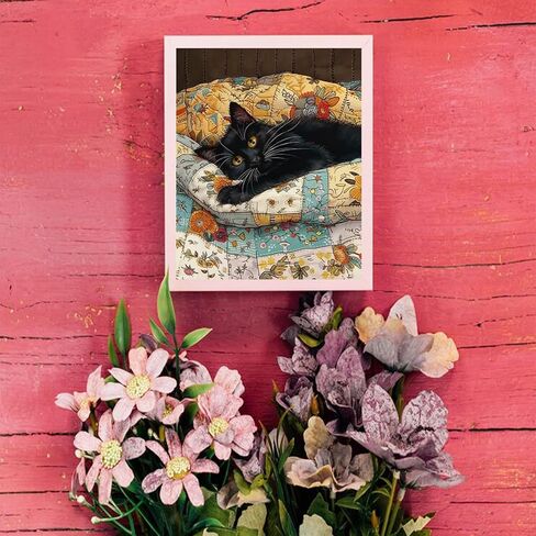 Lazy Black Cat Paint by Number for Adults Beginners Cat and Lovely Cat's Nest Paint by Numbers Warm Cute Decor Paint by Numbers Kits Suitable for Home Decor Without Frame 16x20 Inch in Saudi Arabia
