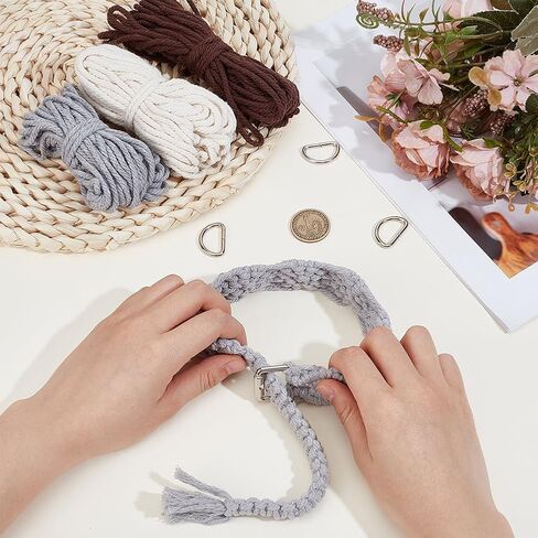 WEBEEDY 3 Sets DIY Macrame Dog Collar Kit for Adults Beginners Colorful Macrame Cord Knotting Set Adjustable Pet Necklace Making with 60m Cotton Cord and Instruction DIY Personalized Pet Collar in Saudi Arabia