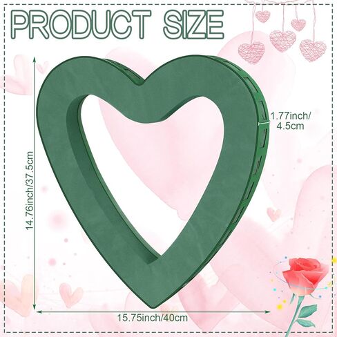 Fiwochic 15.75 x 14.76 Inch Valentine's Day Heart Floral Foam Cage Heart Shaped Flower Arrangements Stand with Suction Cup Blocks Flower Cage Holder for Valentine's Day Wedding Party Decorations in Saudi Arabia