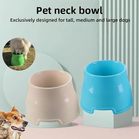 2pcs Long Eared Dog Bowl (Blue & White) - Spaniel Bowls for Dogs Long Ears,No-Spill Food & Water Bowls for Cocker Spaniels, Beagles, Non-Slip, Easy to Clean in Kuwait