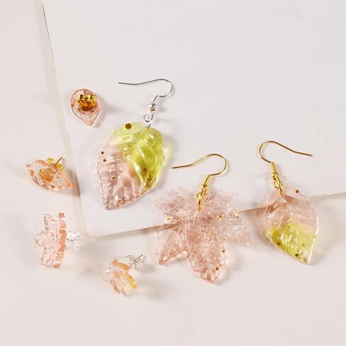 2PCS Leaf Resin Mold Jewelry Silicone Resin Earring Molds Stud Epoxy Casting Mould Maple Leaf Pendant Mold kit for Jewelry Necklace Pendant Supplies DIY in Saudi Arabia