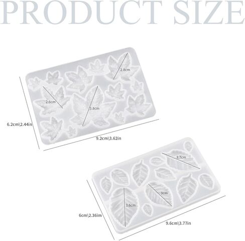 2PCS Leaf Resin Mold Jewelry Silicone Resin Earring Molds Stud Epoxy Casting Mould Maple Leaf Pendant Mold kit for Jewelry Necklace Pendant Supplies DIY in Saudi Arabia