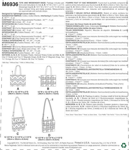 McCall Pattern Company M6936 Bags, One Size in Saudi Arabia