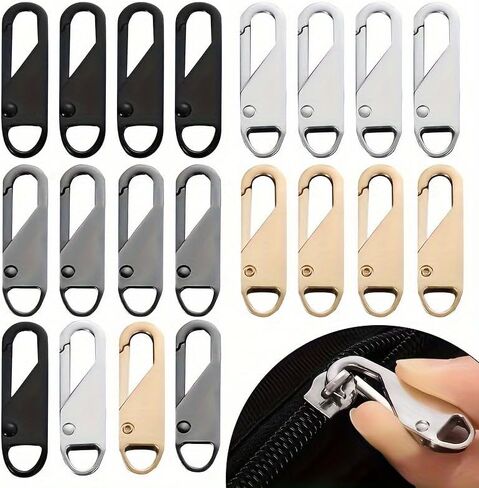 10pcs Zipper Pull Replacements - Easy Installation, Durable Metal Sliders in Assorted Colors - Ideal for Luggage, Jackets & More in Saudi Arabia