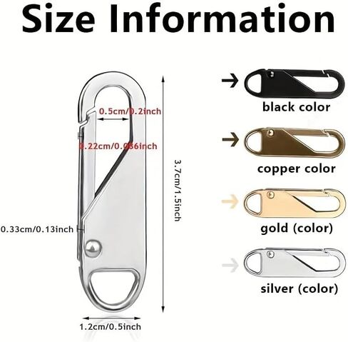 10pcs Zipper Pull Replacements - Easy Installation, Durable Metal Sliders in Assorted Colors - Ideal for Luggage, Jackets & More in Saudi Arabia