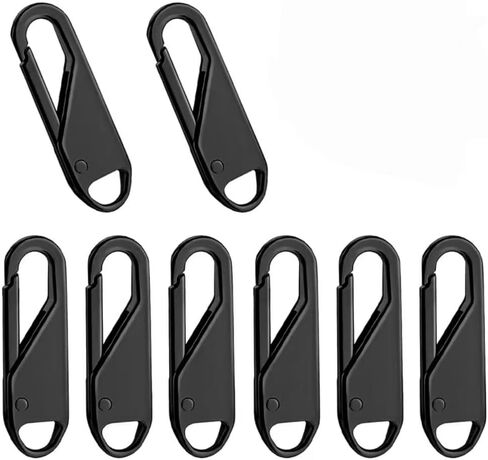 Zipper Repair Kit, 8-Pack Premium Metal Puller Sliders - No Sew Instant Fix for Jackets, Backpacks, Luggage, Jeans & Handbag Zippers, Black Replacement Pull Tabs in Saudi Arabia