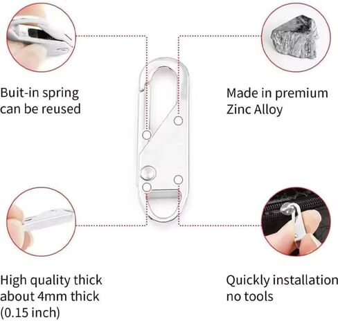 Zipper Repair Kit, 8-Pack Premium Metal Puller Sliders - No Sew Instant Fix for Jackets, Backpacks, Luggage, Jeans & Handbag Zippers, Black Replacement Pull Tabs in Saudi Arabia