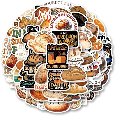 61pcs Sourdough Stickers Pack，Cute Cartoon Aesthetic Waterproof Stickers，Vinyl Art Water Bottle,Skateboard,Laptop,Phone,Journaling,Scrapbooking Decals in Saudi Arabia
