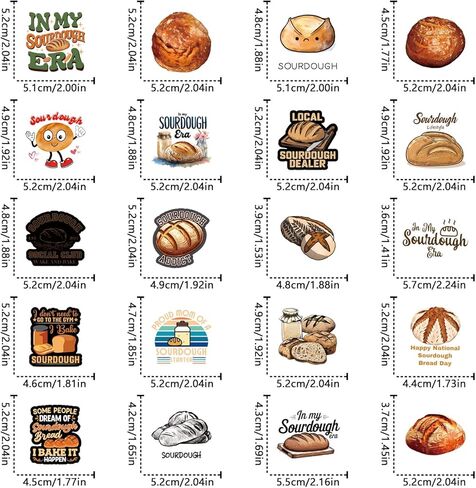 61pcs Sourdough Stickers Pack，Cute Cartoon Aesthetic Waterproof Stickers，Vinyl Art Water Bottle,Skateboard,Laptop,Phone,Journaling,Scrapbooking Decals in Saudi Arabia