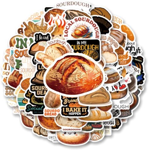 61pcs Sourdough Stickers Pack，Cute Cartoon Aesthetic Waterproof Stickers，Vinyl Art Water Bottle,Skateboard,Laptop,Phone,Journaling,Scrapbooking Decals in Saudi Arabia