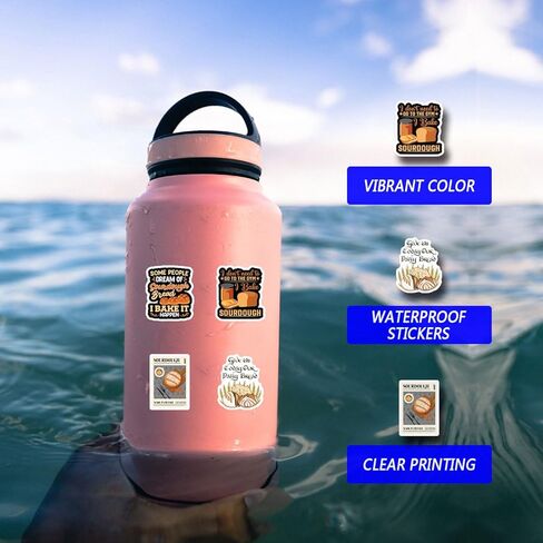 61pcs Sourdough Stickers Pack，Cute Cartoon Aesthetic Waterproof Stickers，Vinyl Art Water Bottle,Skateboard,Laptop,Phone,Journaling,Scrapbooking Decals in Saudi Arabia