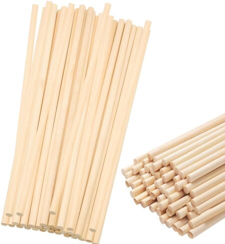 70 قطعة من قضبان الأوتاد الخشبية مقاس 1/5 × 12 بوصة، أعواد خشبية، أعواد الخيزران الطبيعية غير المكتملة للحرف اليدوية، قضبان الأوتاد للمشروعات اليدوية، دعم الكعك المتدرج in Kuwait