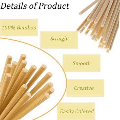 70 قطعة من قضبان الأوتاد الخشبية مقاس 1/5 × 12 بوصة، أعواد خشبية، أعواد الخيزران الطبيعية غير المكتملة للحرف اليدوية، قضبان الأوتاد للمشروعات اليدوية، دعم الكعك المتدرج in Kuwait