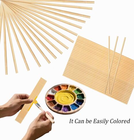 70 قطعة من قضبان الأوتاد الخشبية مقاس 1/5 × 12 بوصة، أعواد خشبية، أعواد الخيزران الطبيعية غير المكتملة للحرف اليدوية، قضبان الأوتاد للمشروعات اليدوية، دعم الكعك المتدرج in Kuwait