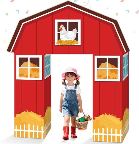 10Pcs Farm Animals Party Decorations Barn Door Cardboard Castle Playhouse with Arch Large Farmhouse Castle Boxes Party Decor for Farm Animal Birthday Holiday Parties Decors in Saudi Arabia