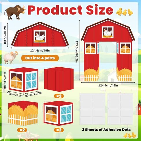 10Pcs Farm Animals Party Decorations Barn Door Cardboard Castle Playhouse with Arch Large Farmhouse Castle Boxes Party Decor for Farm Animal Birthday Holiday Parties Decors in Saudi Arabia